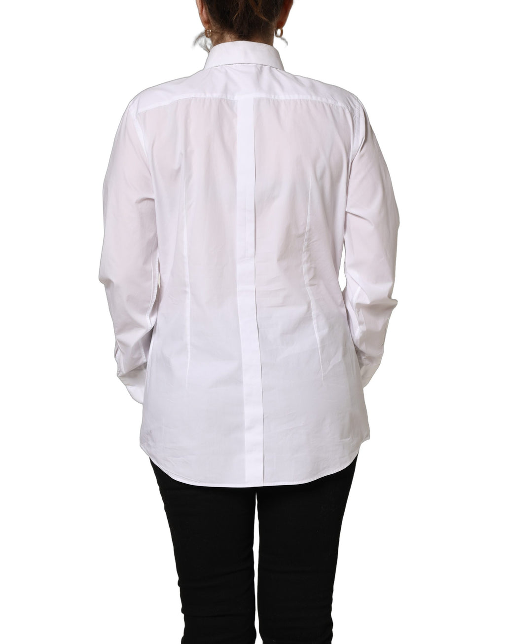 White Cotton Long Sleeve Button-Up Shirt Top