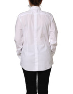 White Cotton Long Sleeve Button-Up Shirt Top
