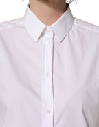 White Cotton Long Sleeve Button-Up Shirt Top