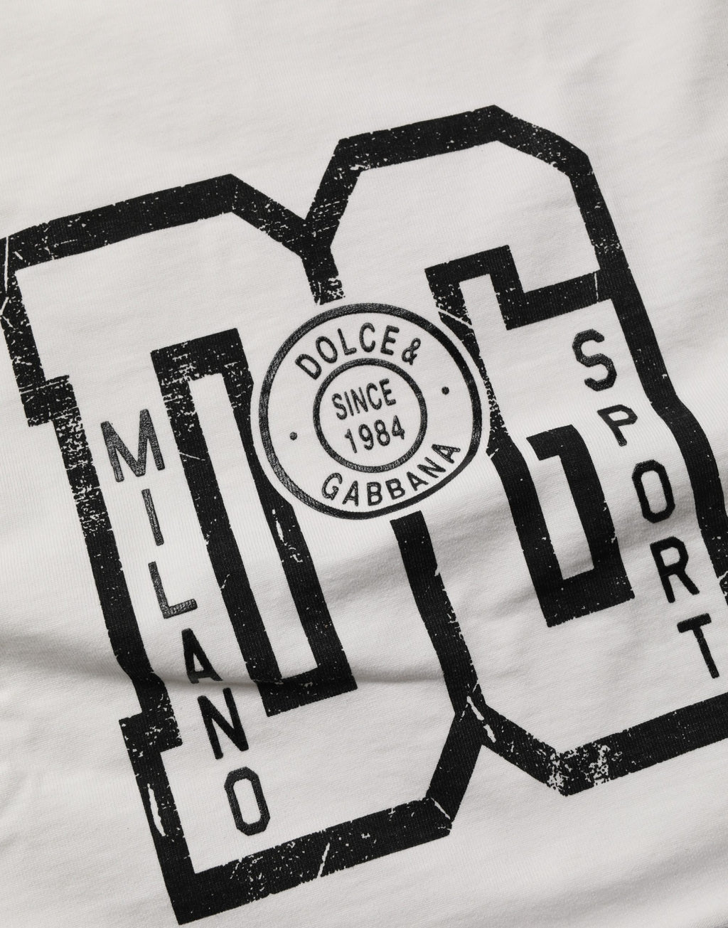 White Cotton DG Logo Print Cropped Jersey Top