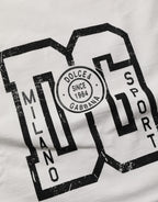 White Cotton DG Logo Print Cropped Jersey Top