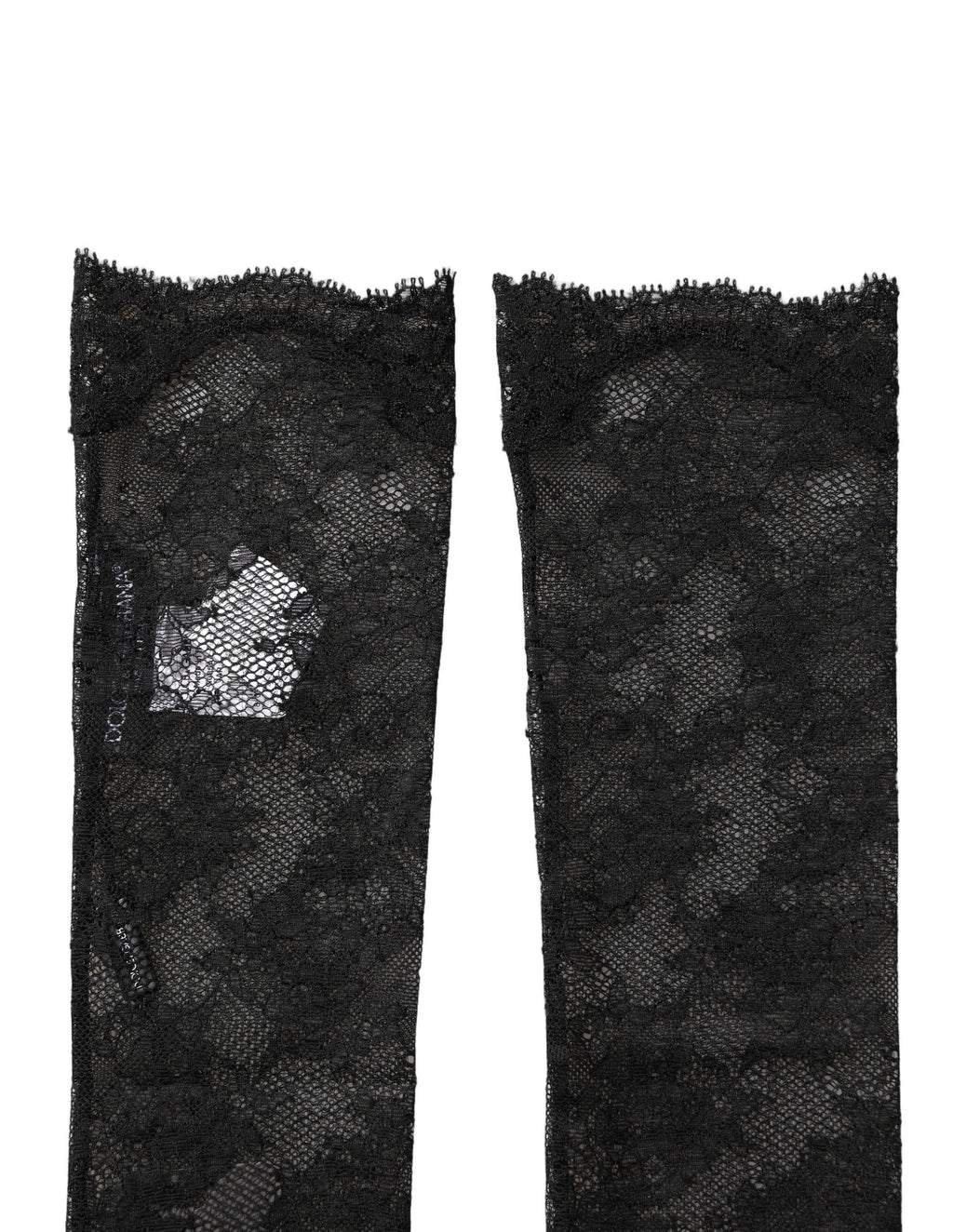 Black Floral Lace Nylon Stretch Knee Socks