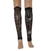 Black Floral Lace Nylon Stretch Knee Socks