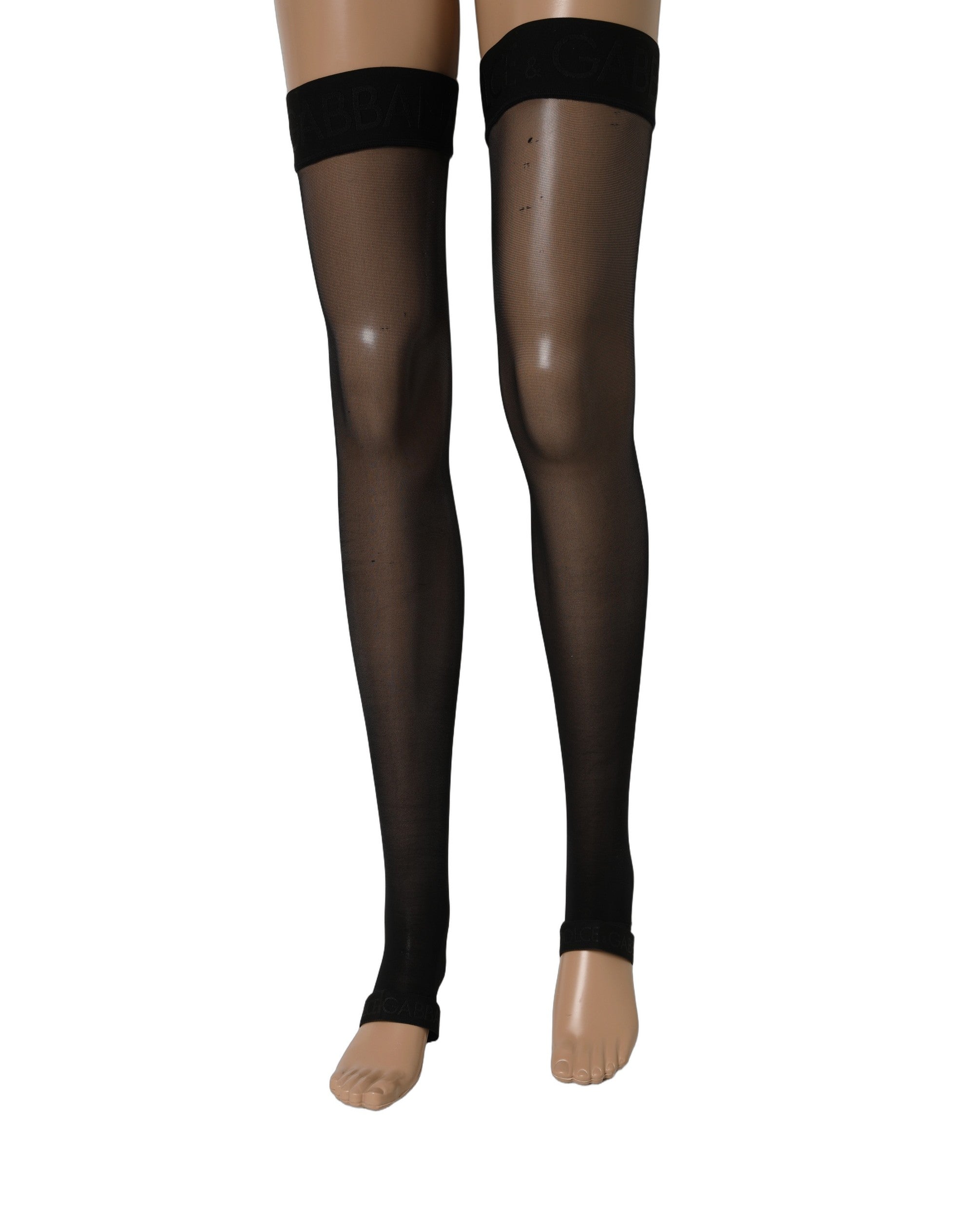 Black Sheer Nylon Thigh High Stockings Socks