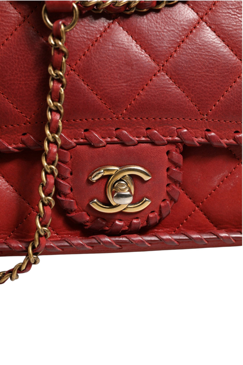 Mini Flap Bag Lambskin Braided Calfskin Gold Tone Metal