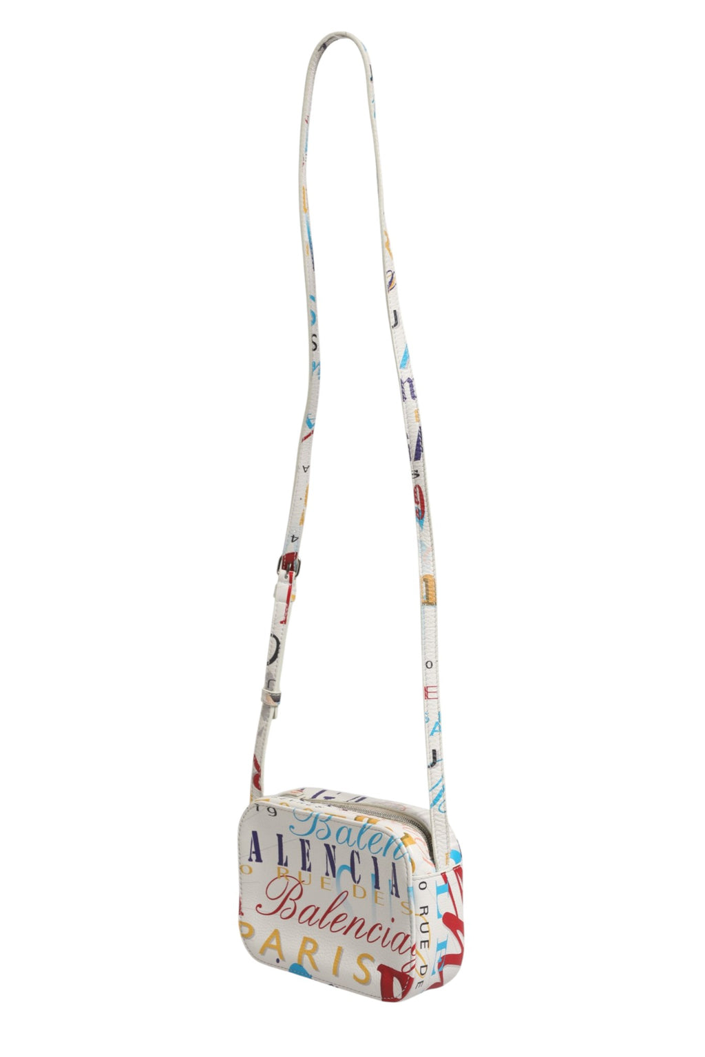 White Graffiti Print Leather Mini City Handbag