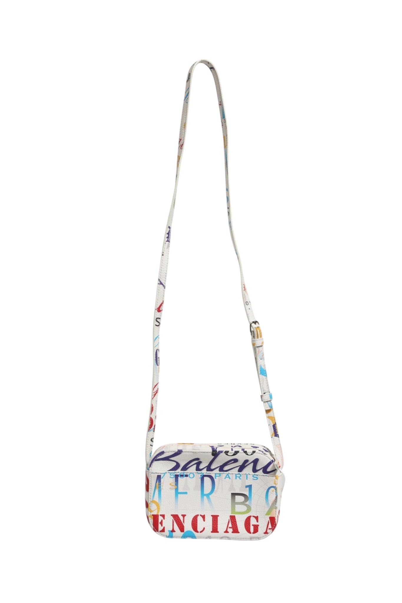 White Graffiti Print Leather Mini City Handbag