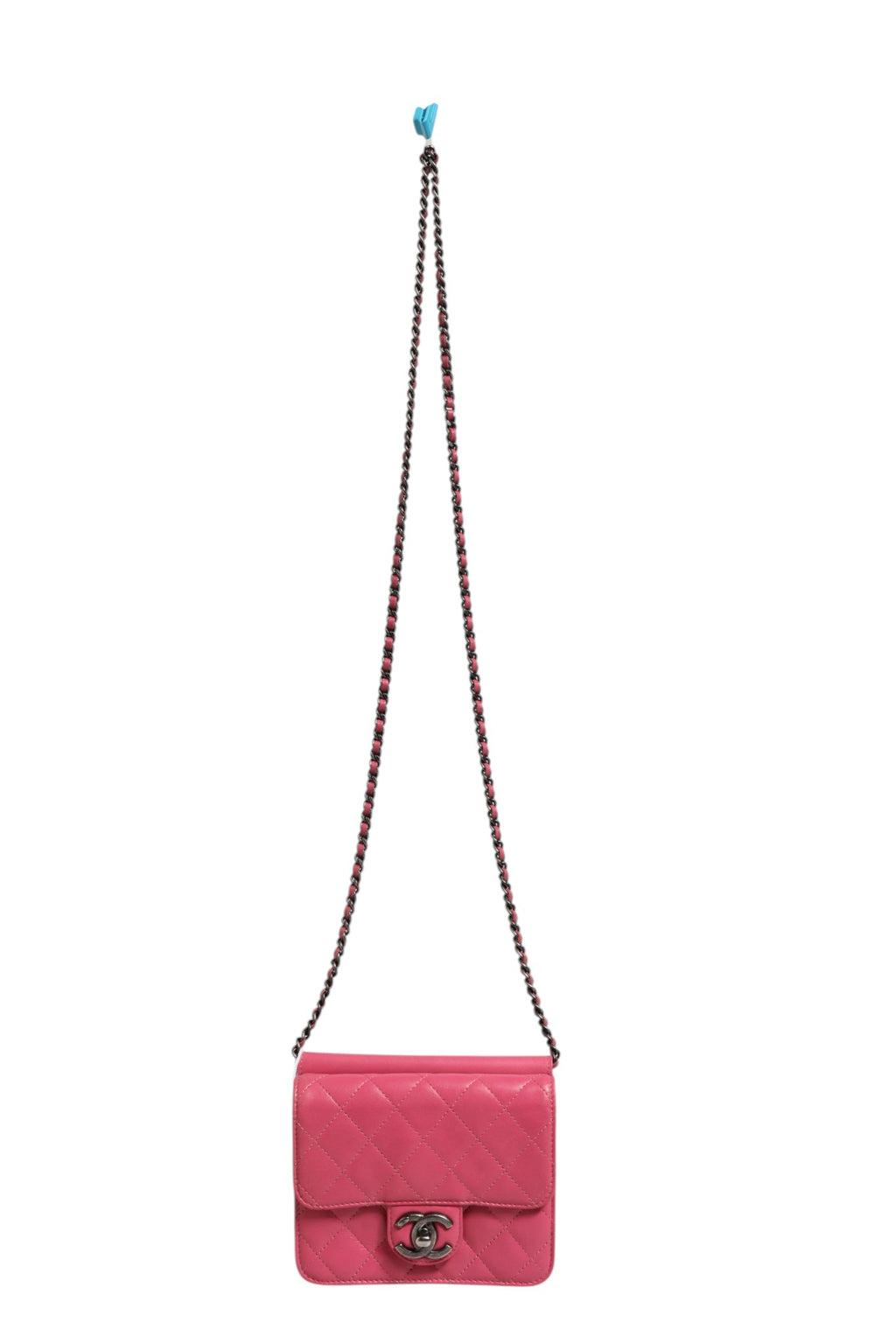 Pink Quilted Lambskin Leather Classic Square Mini Flap Bag