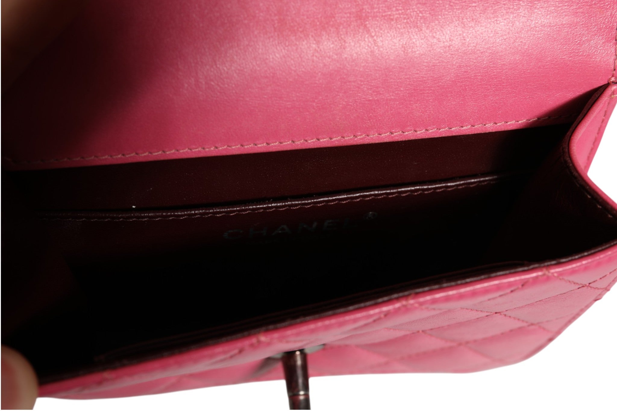 Pink Quilted Lambskin Leather Classic Square Mini Flap Bag