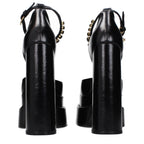 Black Leather Platform Pumps