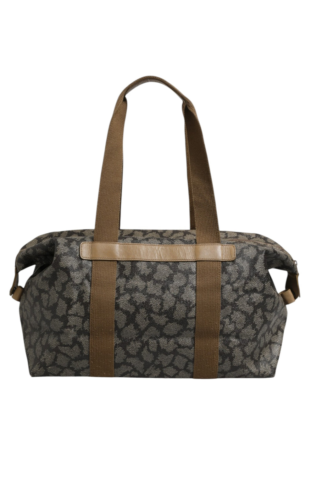 Green and Brown Pattern Canvas Duffel Bag