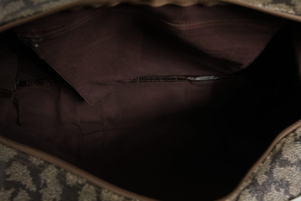 Green and Brown Pattern Canvas Duffel Bag