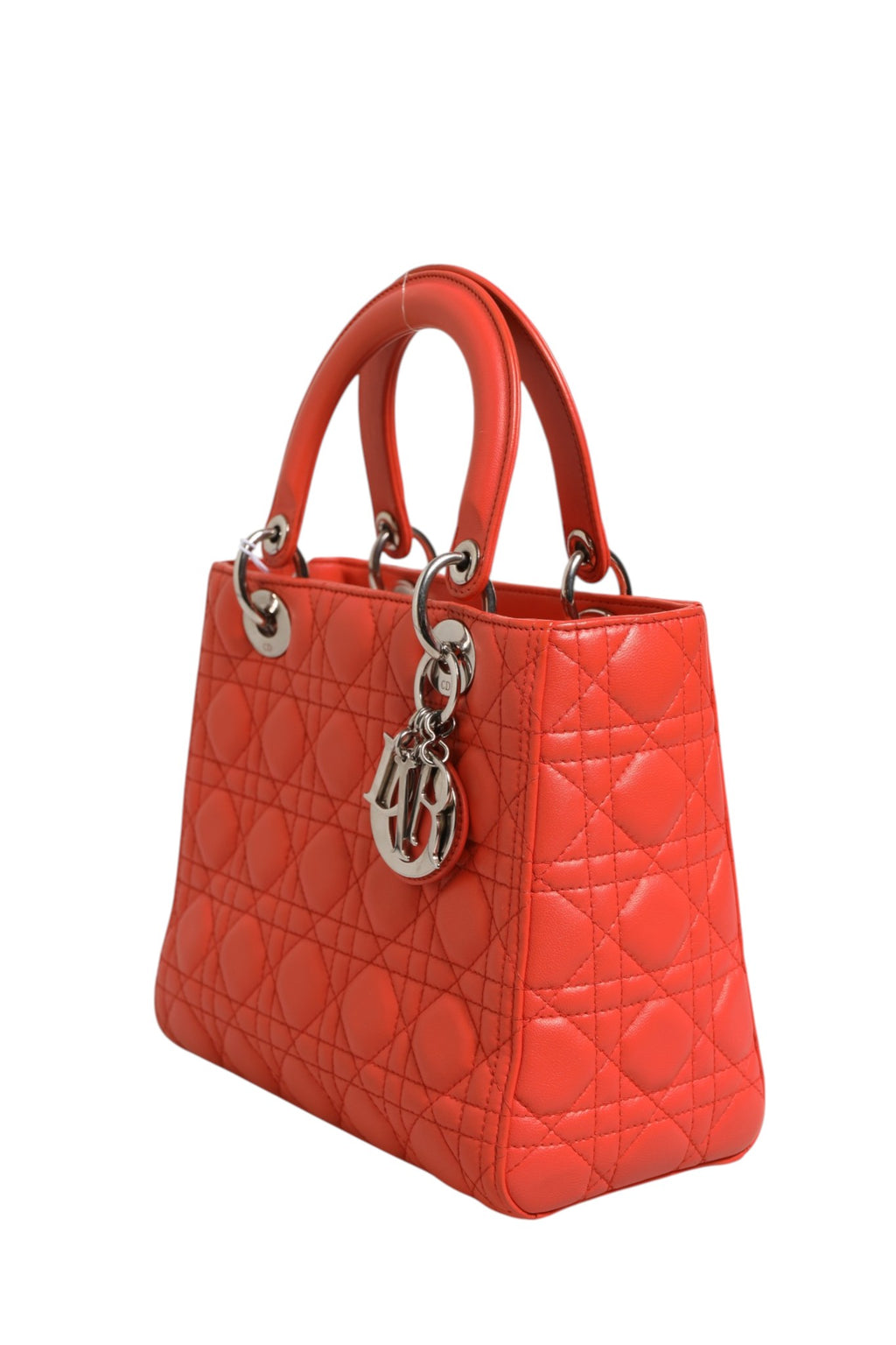 Orange Cannage Lambskin Leather Lady Dior Bag