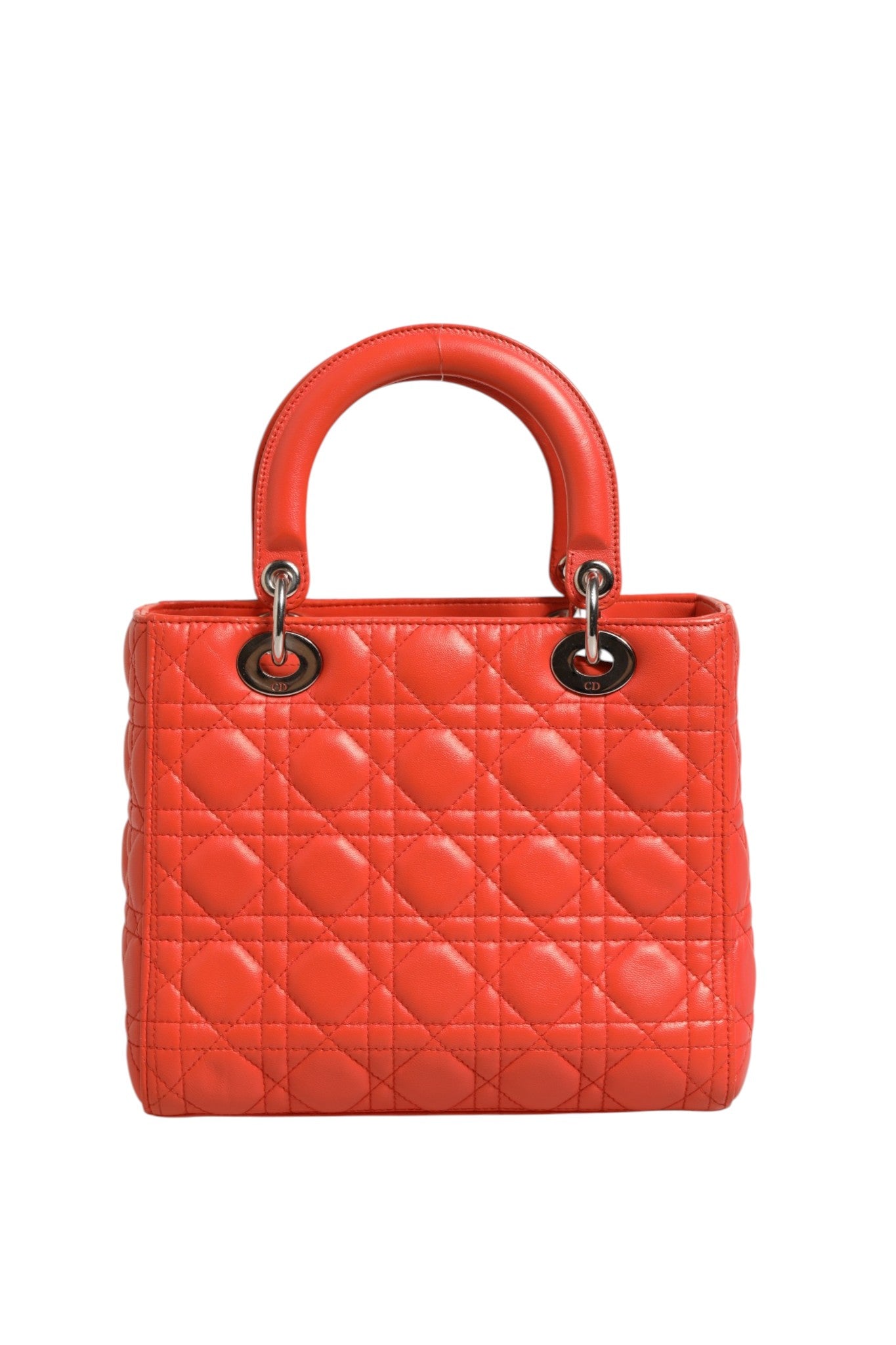 Orange Cannage Lambskin Leather Lady Dior Bag