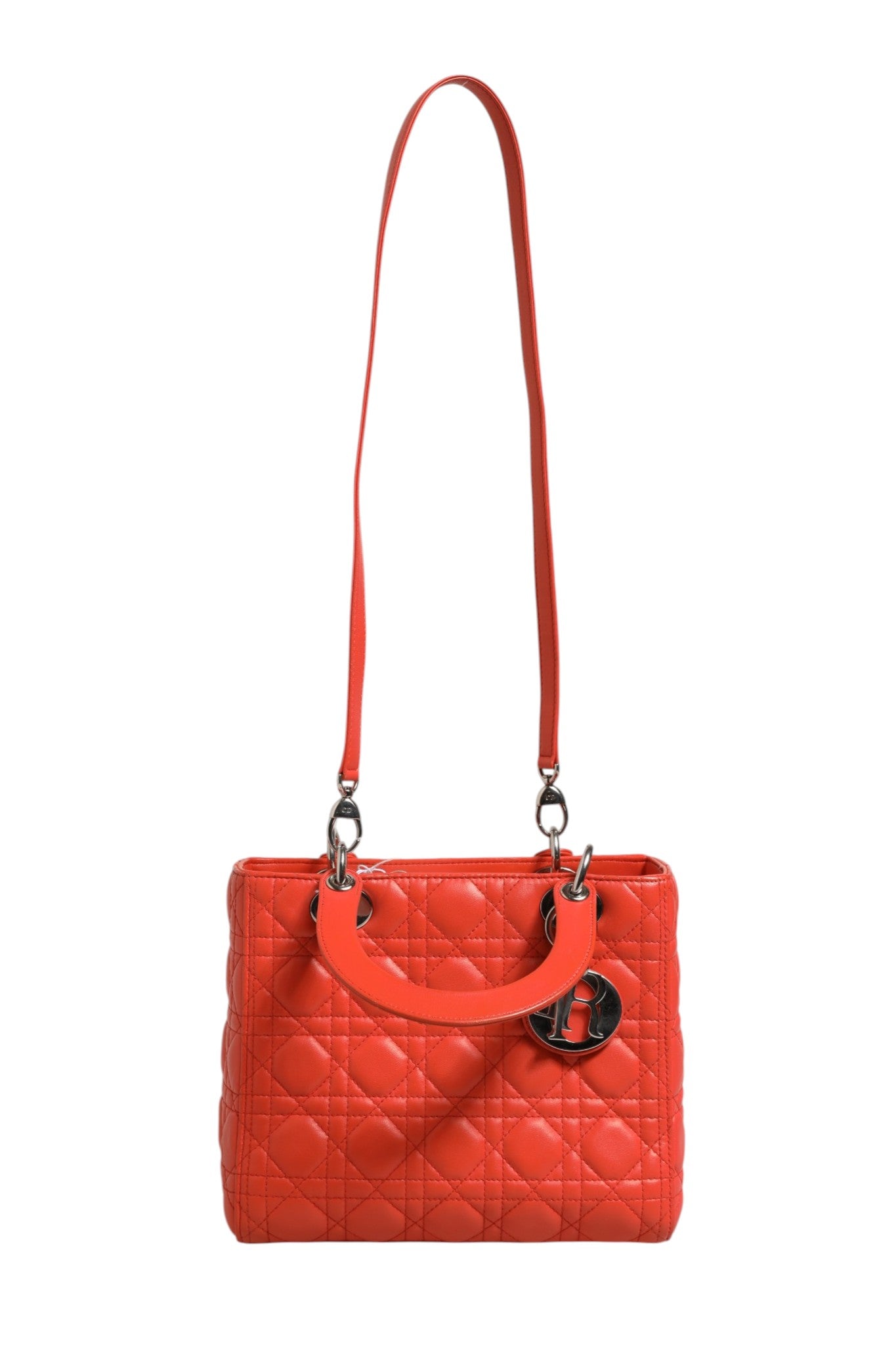 Orange Cannage Lambskin Leather Lady Dior Bag