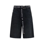 Black Cotton Bermuda Shorts