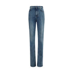 Blue Cotton High-Waisted Jean