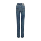 Blue Cotton High-Waisted Jean