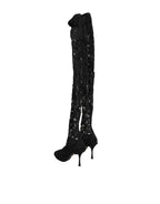 Black Taormina Lace Socks Boots Pumps Shoes