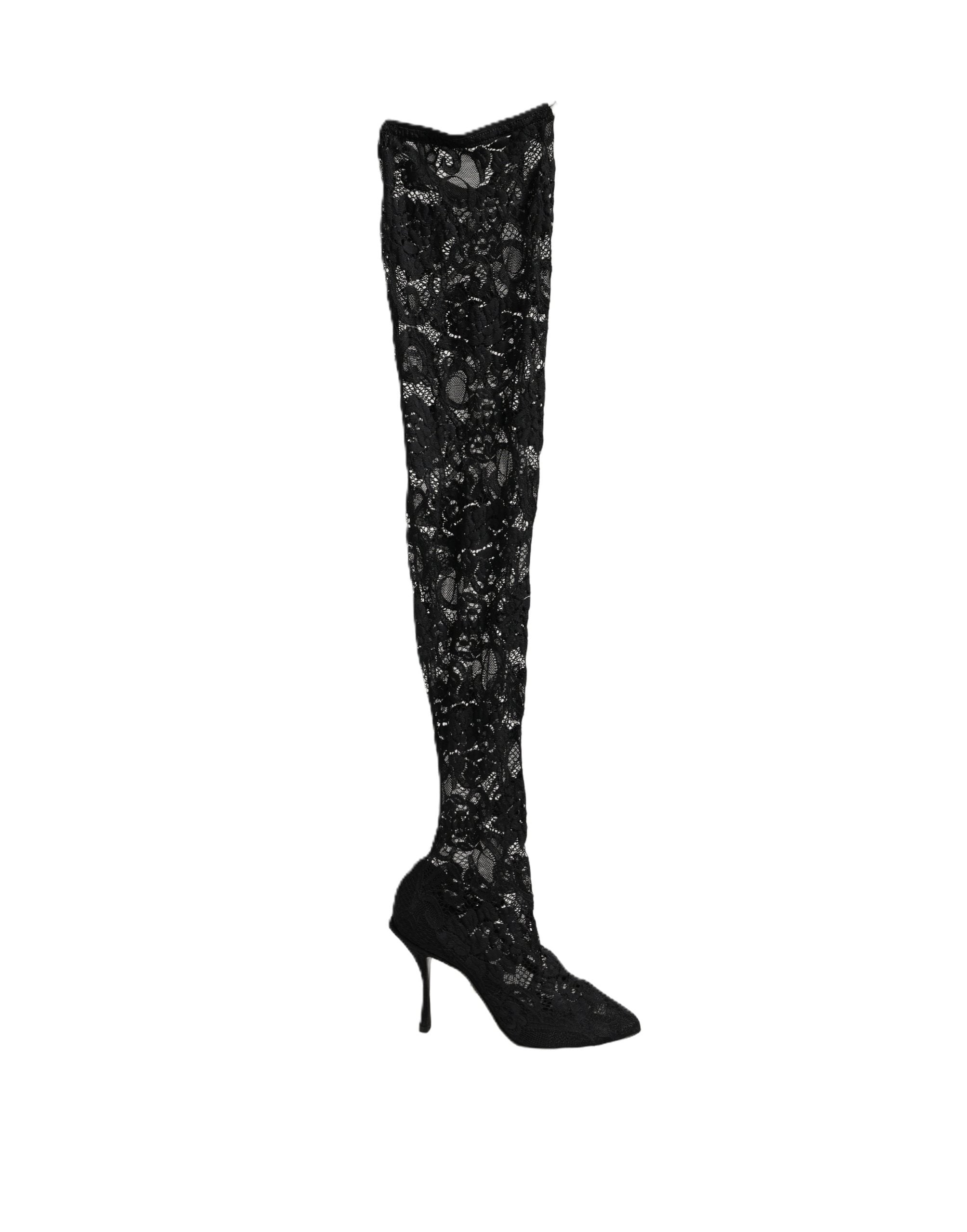 Black Taormina Lace Socks Boots Pumps Shoes