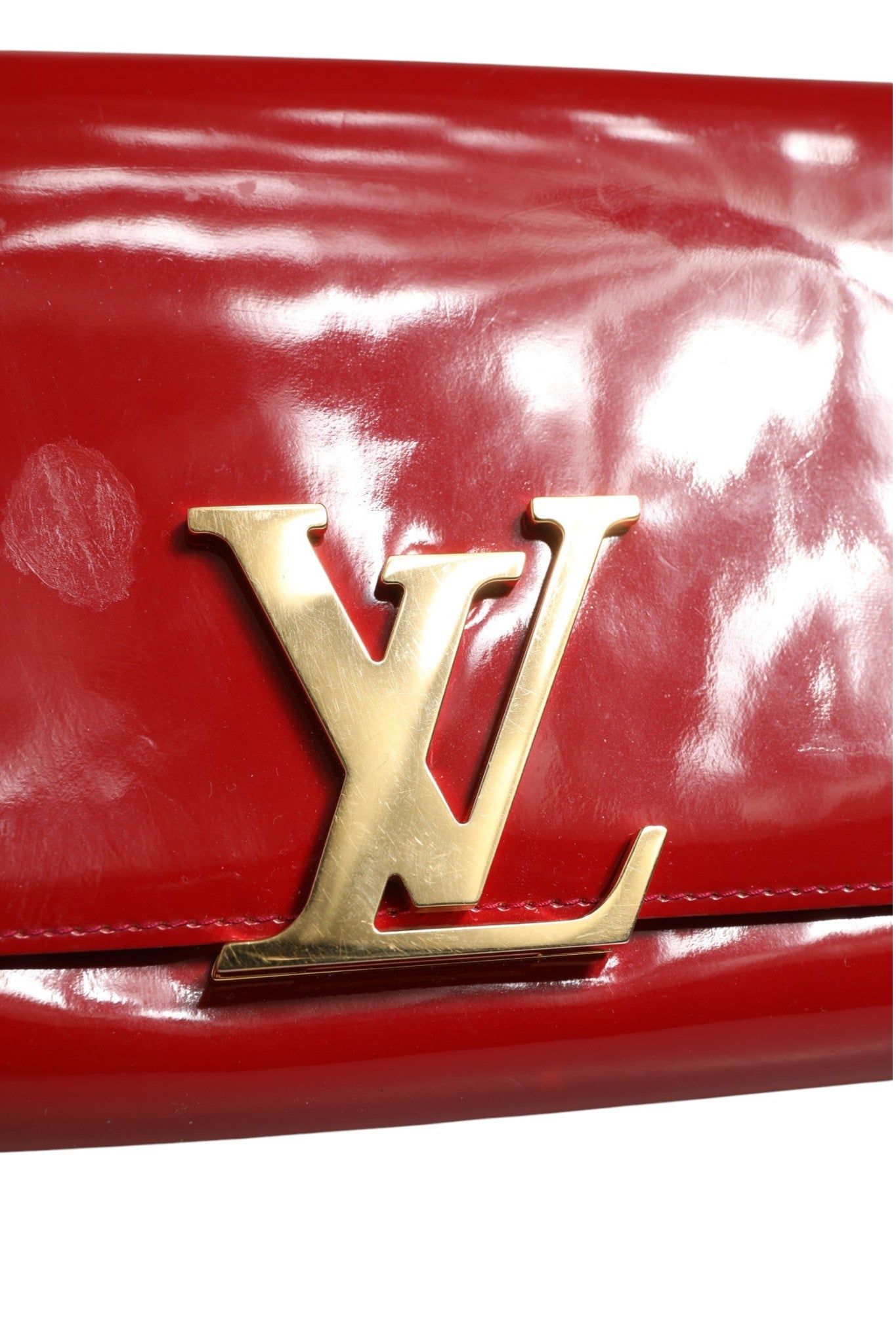 Louise PM Red Patent Leather Wallet On Chain