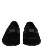 Black Cotton Slip-On Loafers