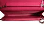 Pink Quilted Lambskin Wallet On Chain WOC Silver
