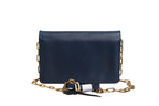 Blue Saffiano Leather Wallet on Chain Clutch Bag
