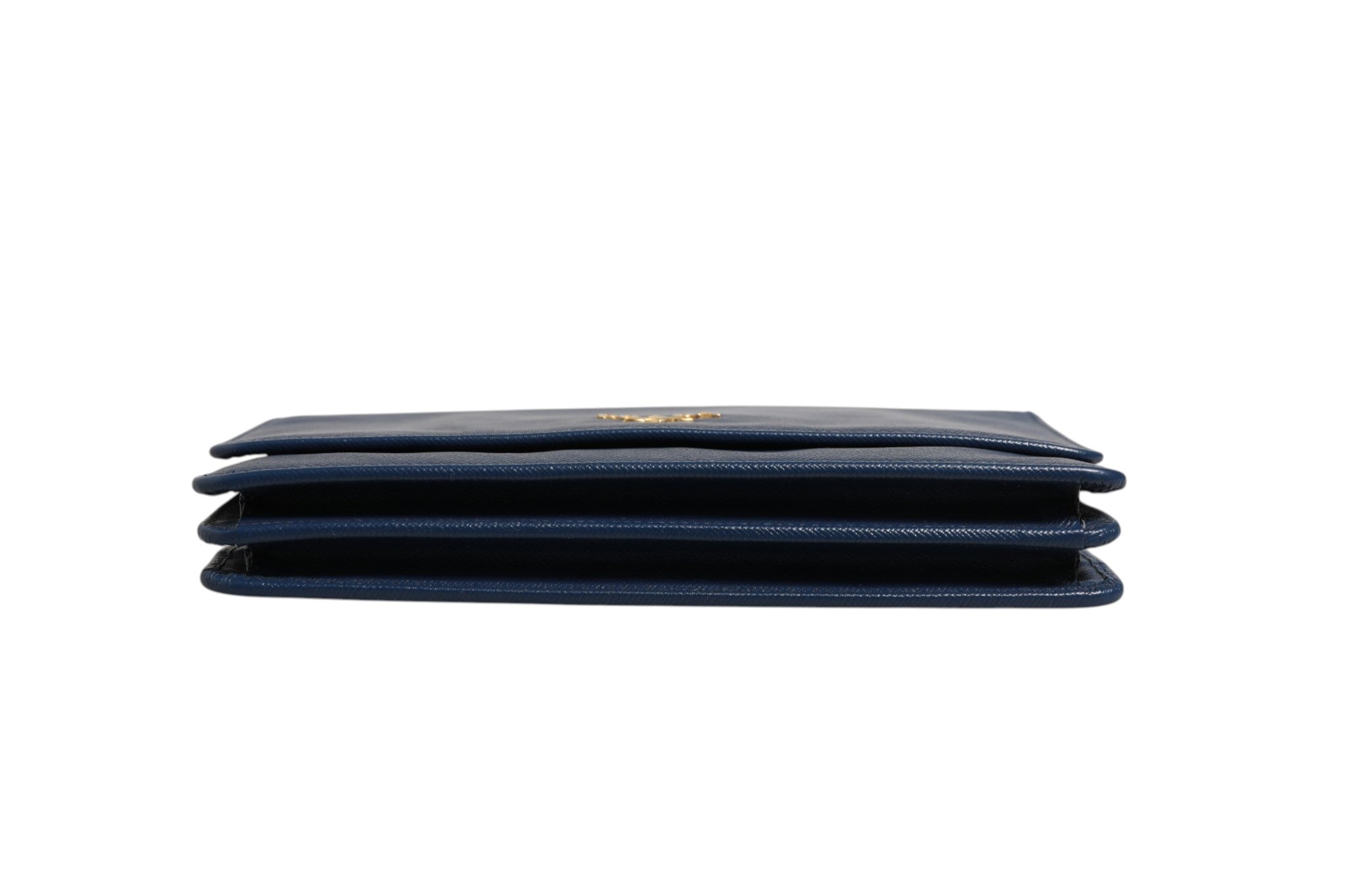 Blue Saffiano Leather Wallet on Chain Clutch Bag