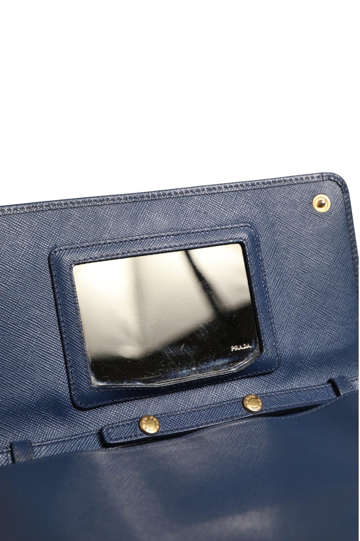 Blue Saffiano Leather Wallet on Chain Clutch Bag