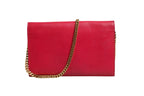 Red Leather Monogram Wallet on Chain