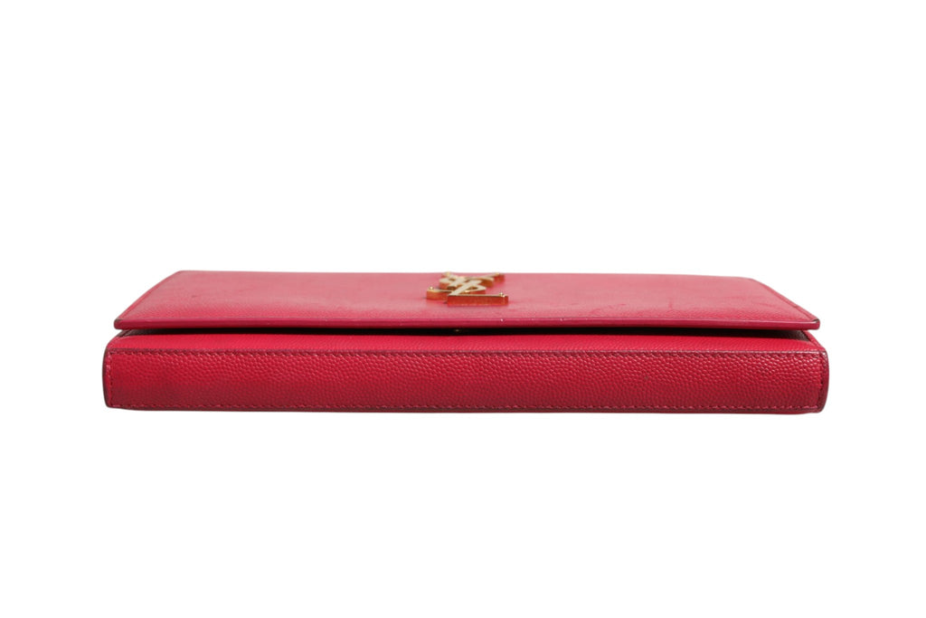 Red Leather Monogram Wallet on Chain