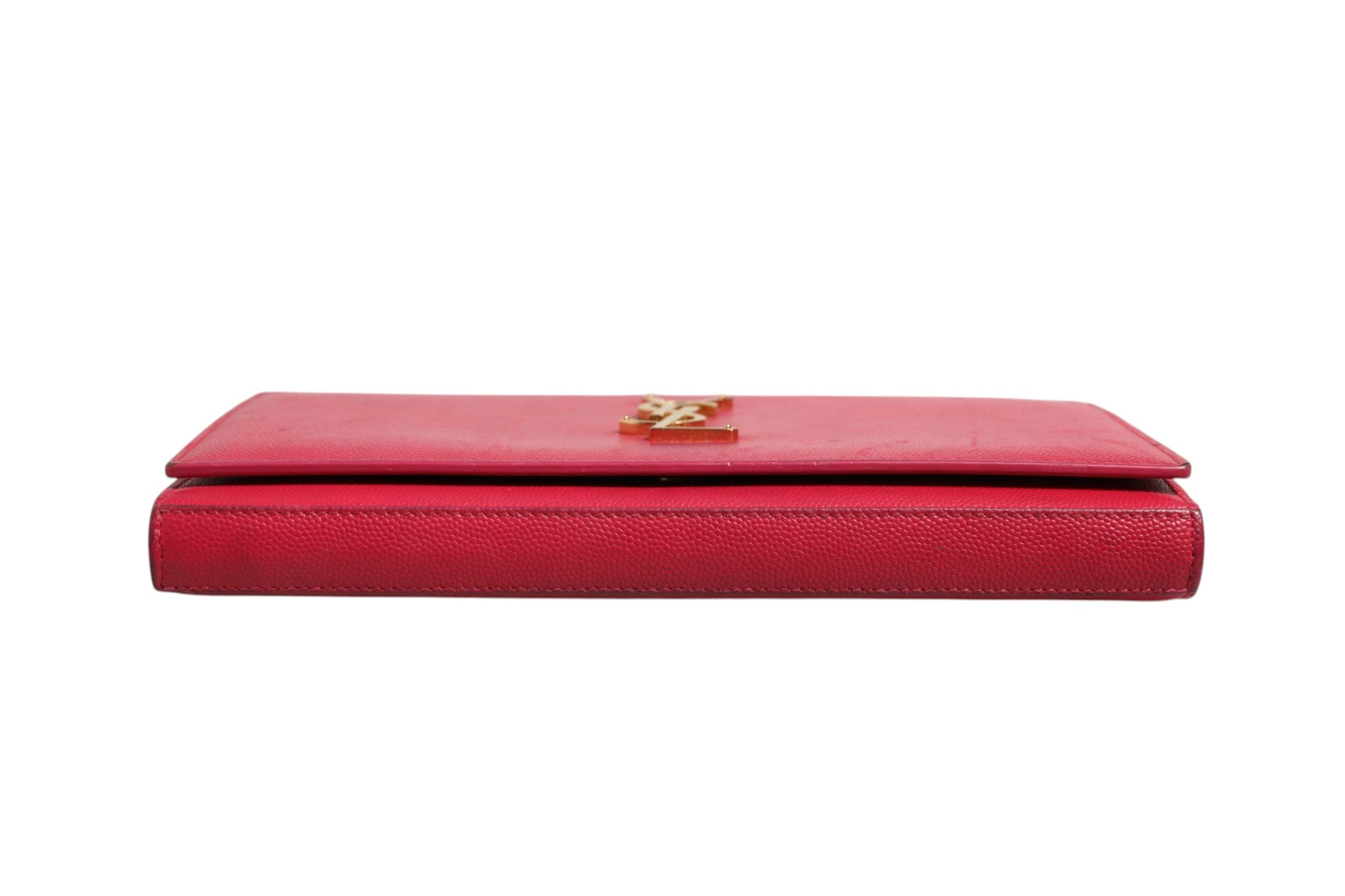 Red Leather Monogram Wallet on Chain