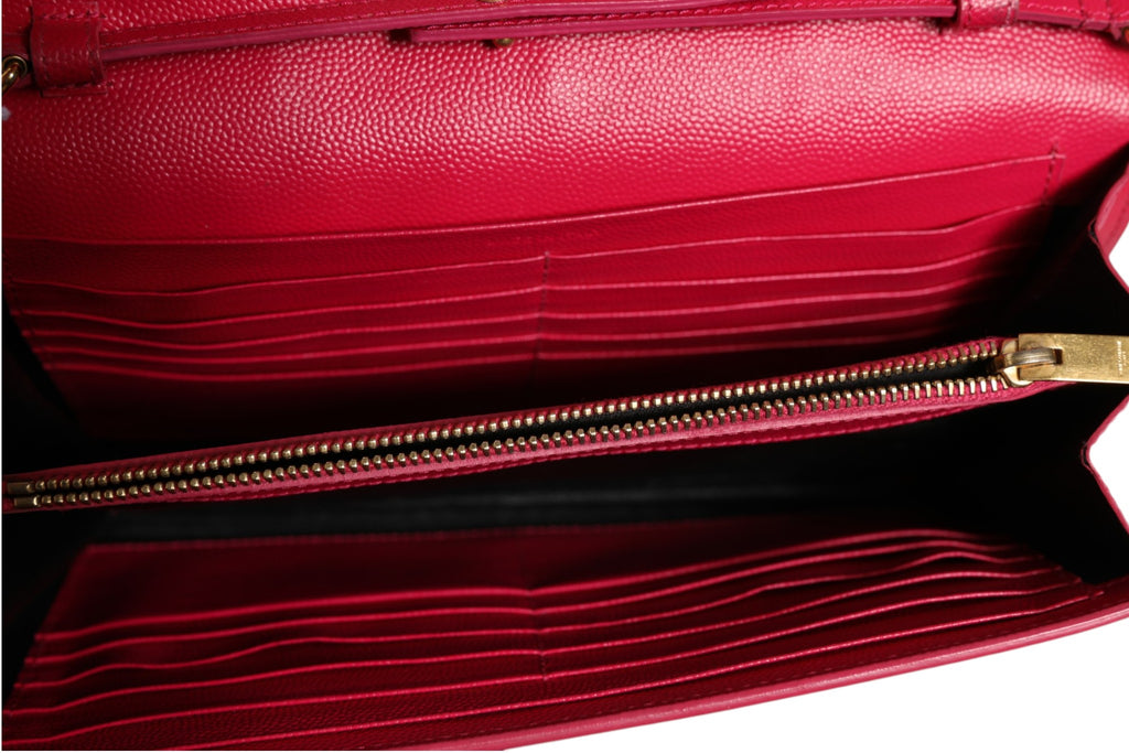 Red Leather Monogram Wallet on Chain