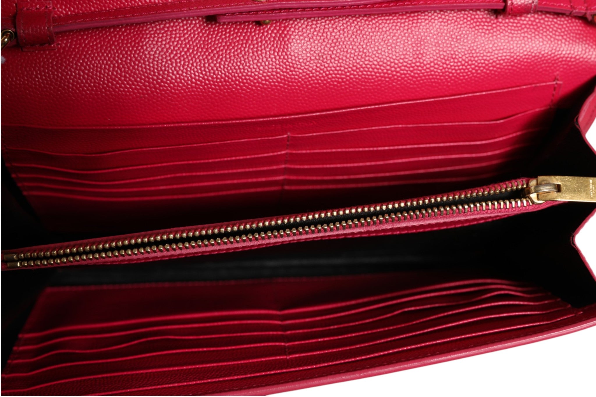 Red Leather Monogram Wallet on Chain