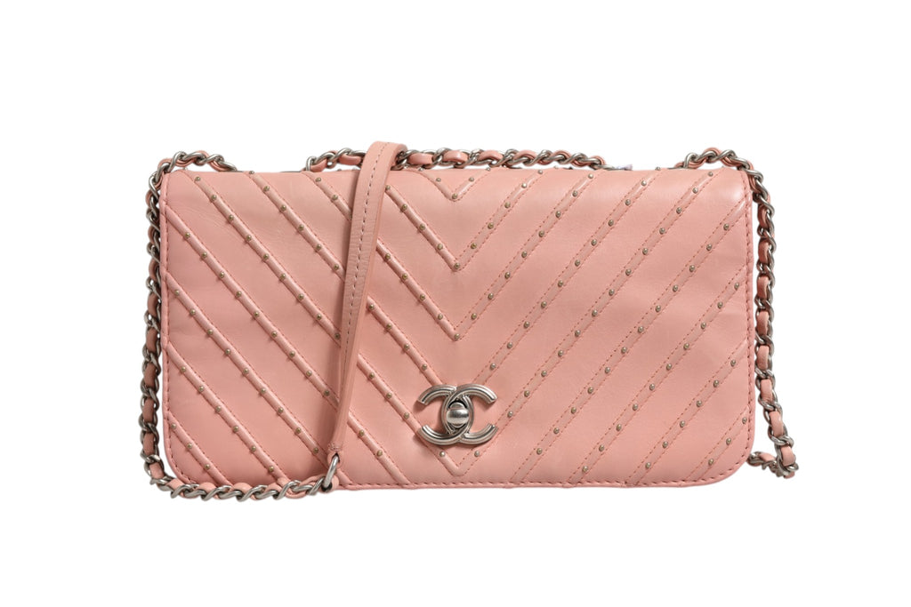 Small Classic Double Flap Bag Light Pink Chevron