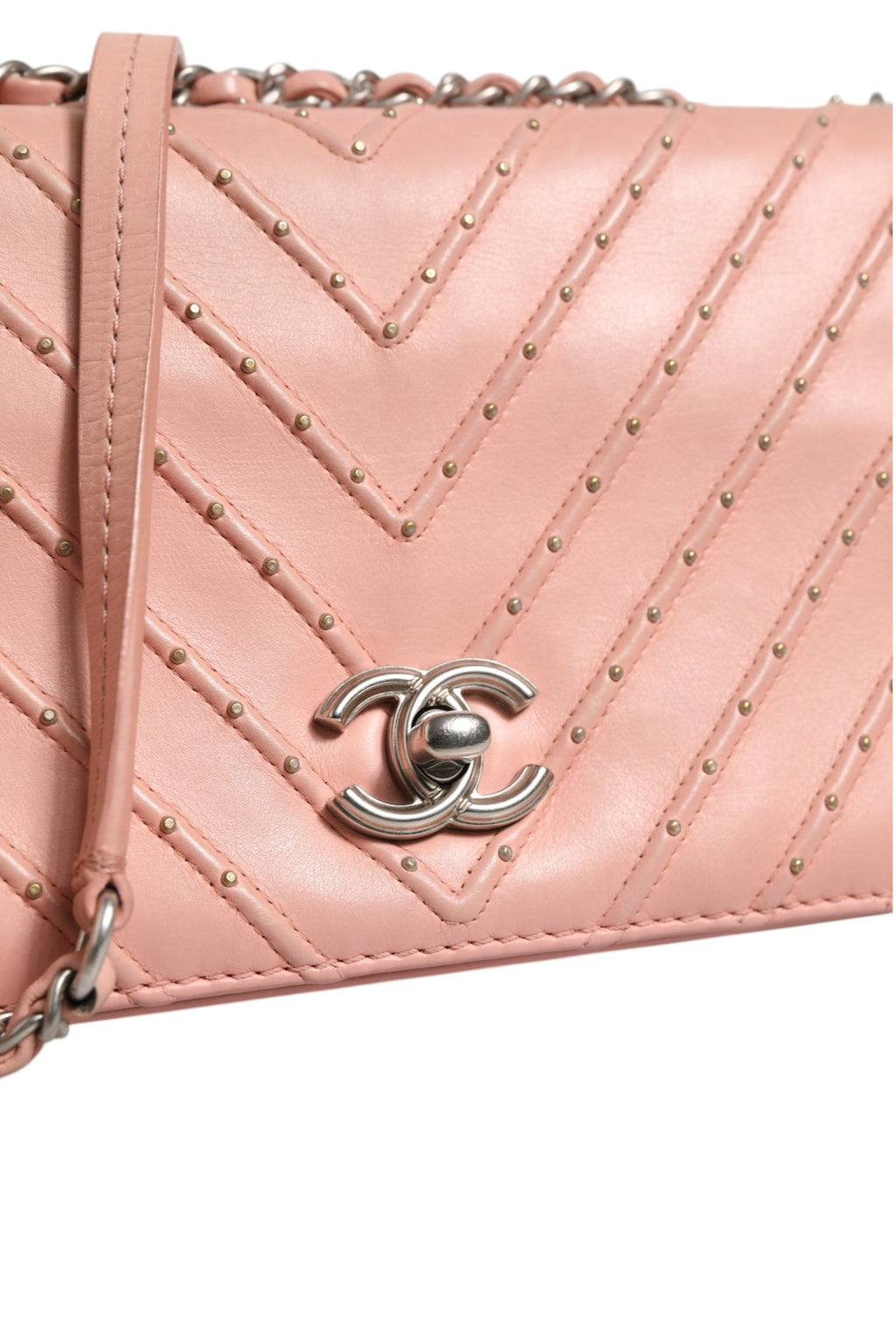 Small Classic Double Flap Bag Light Pink Chevron