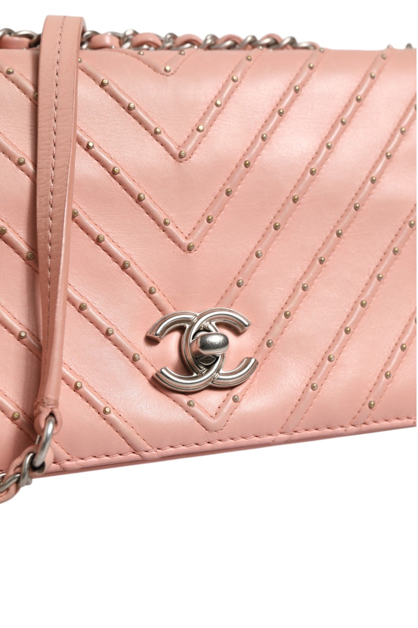 Small Classic Double Flap Bag Light Pink Chevron
