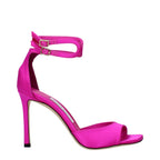 Pink Satin Stiletto Heel Sandals