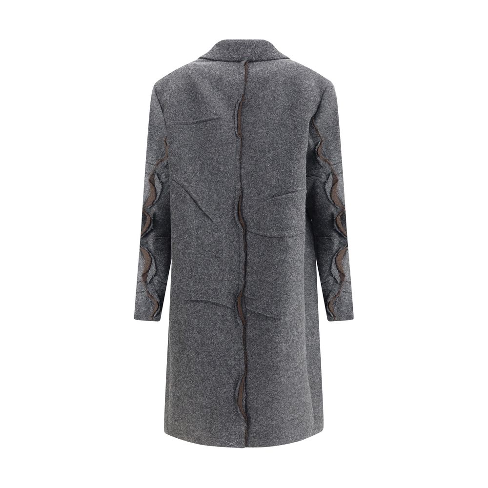 Gray Fleece Wool Coat