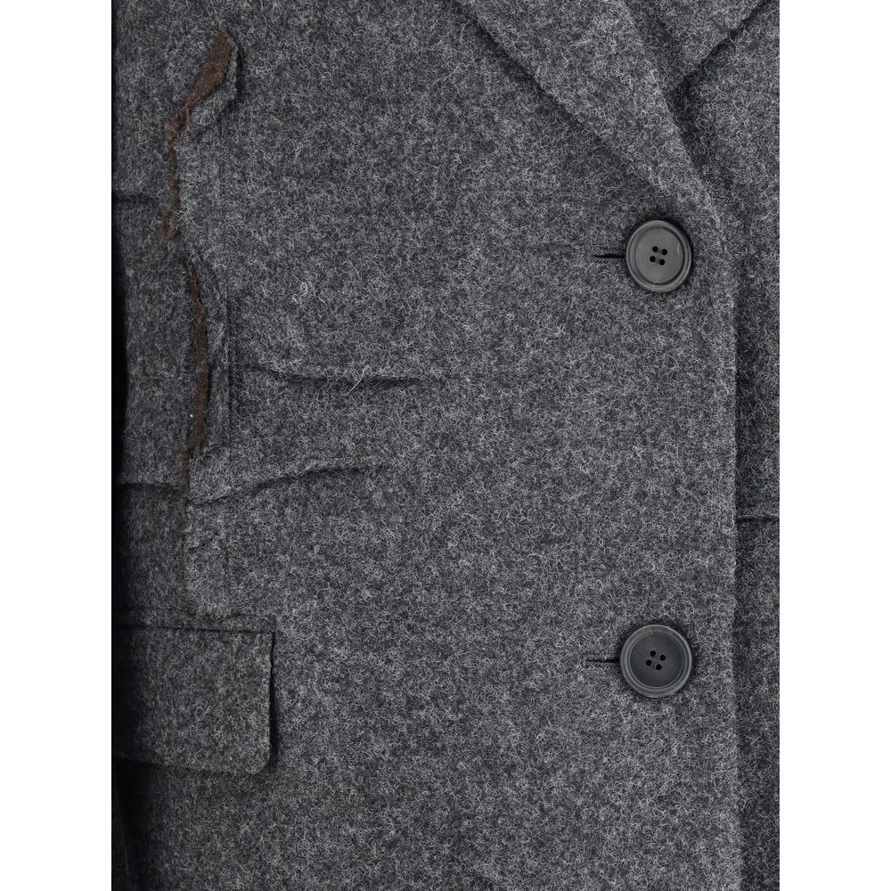Gray Fleece Wool Coat