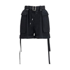 Black Cotton Cargo Shorts
