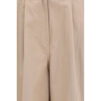 Beige Cotton Flared Pants