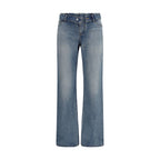 Blue Cotton Straight-Leg Jeans