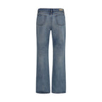 Blue Cotton Straight-Leg Jeans