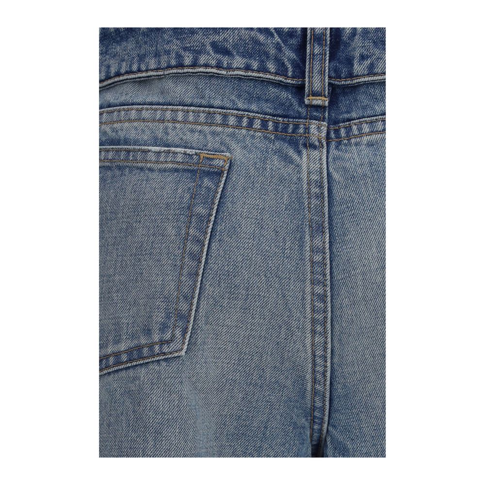 Blue Cotton Straight-Leg Jeans