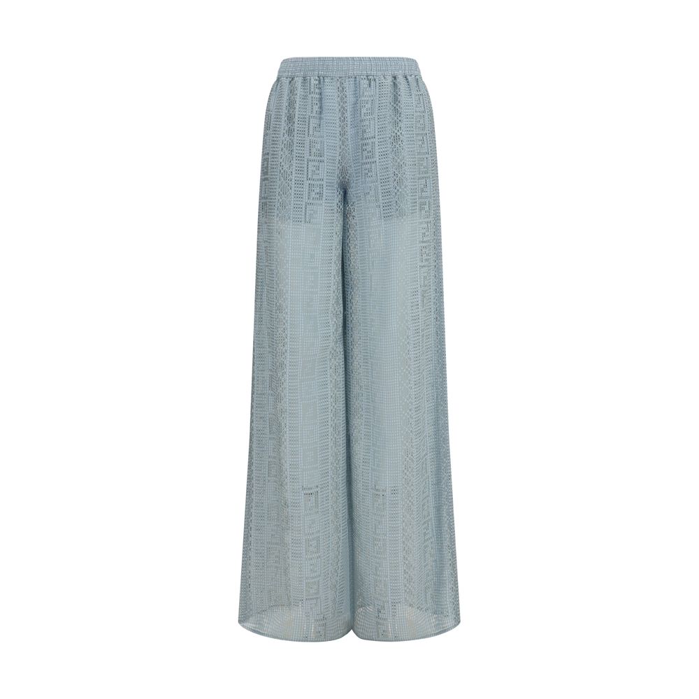 Blue Viscose Casual Pants