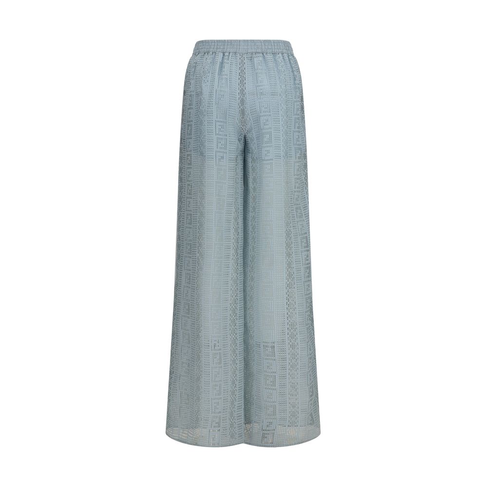 Blue Viscose Casual Pants