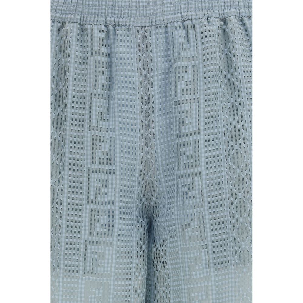 Blue Viscose Casual Pants