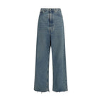 Blue Cotton High-Waisted Jean